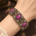 Vintage Style Purple Natural Stone Wide Link Bracelet