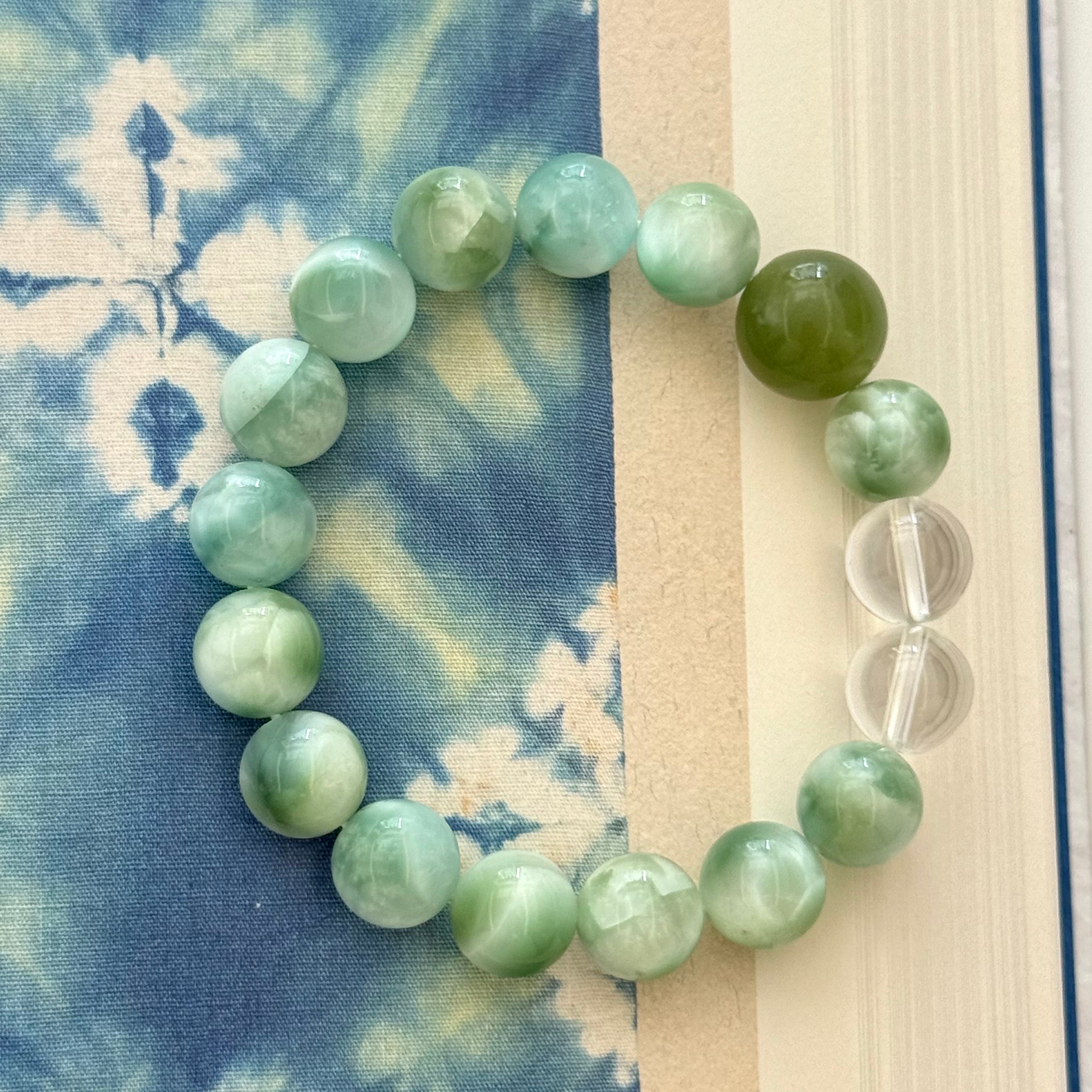 10mm Green Lace Jasper Bracelet