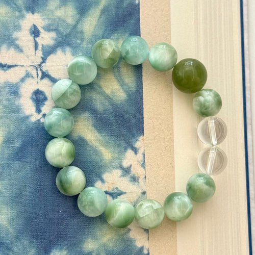 10mm Natural Green Lace Jasper Crystal Bracelet for Women Men | Beaded Gemstone Jewelry