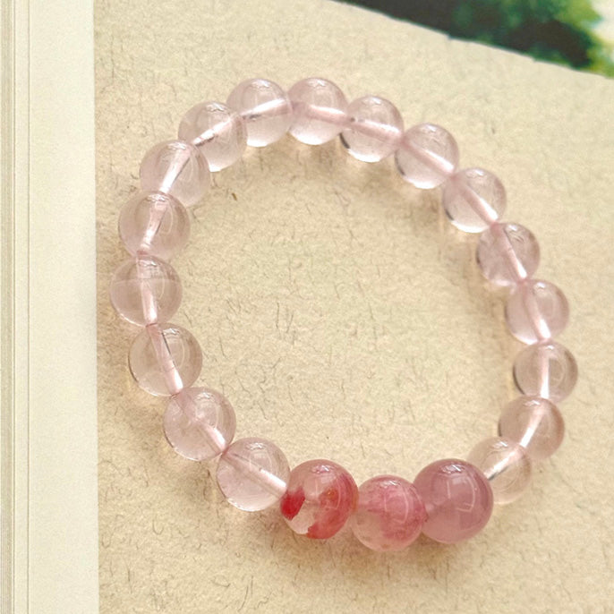 8mm Rose Quartz Cherry Blossom Rain Bracelet