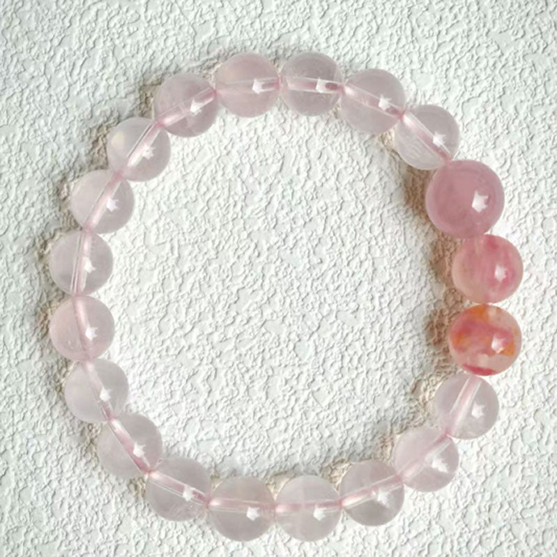 8mm Rose Quartz Cherry Blossom Rain Bracelet