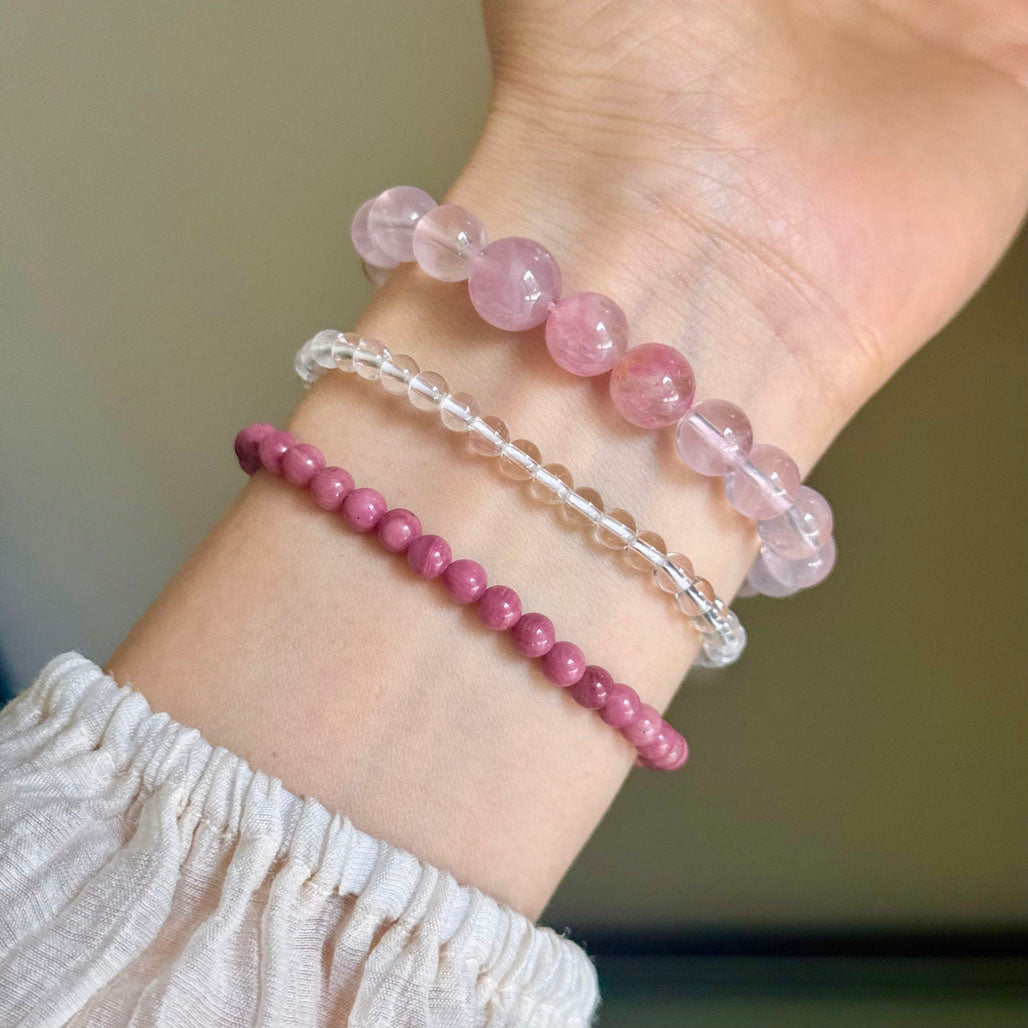 8mm Rose Quartz Cherry Blossom Rain Bracelet