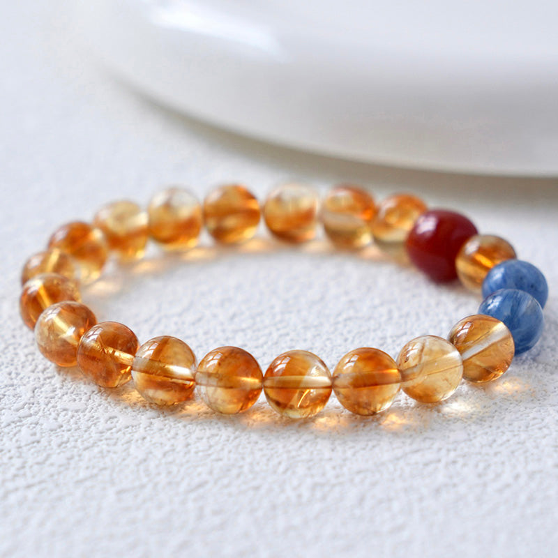 8mm Natural Citrine Crystal Bracelet for Women Men | Beaded Gemstone Jewelry