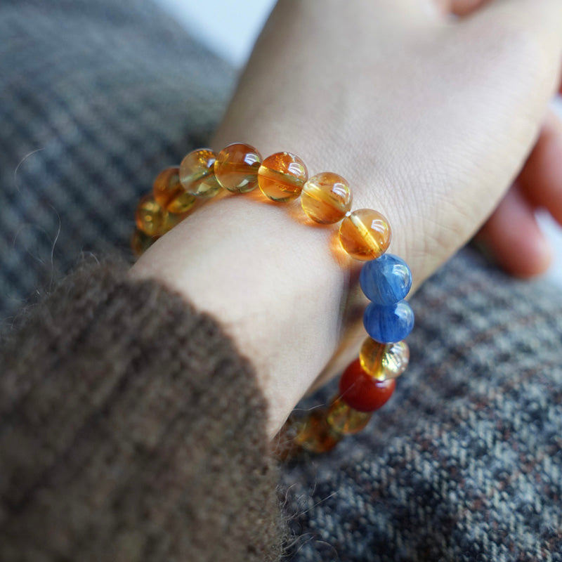 8mm Natural Citrine Crystal Bracelet for Women Men | Beaded Gemstone Jewelry
