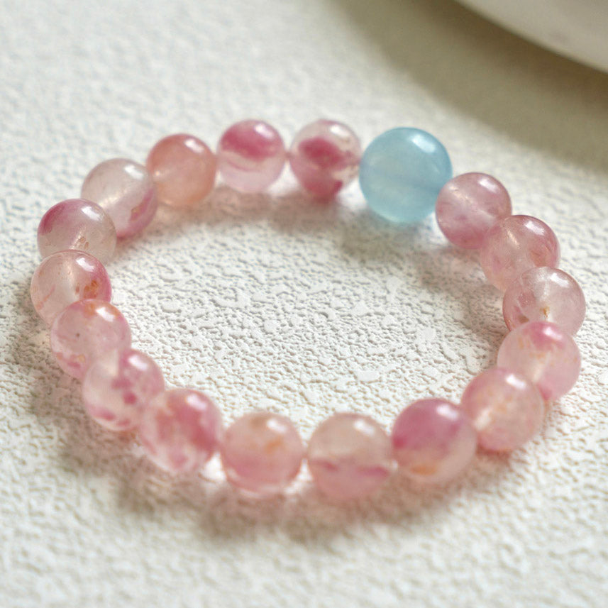 8mm Cherry Blossom Rain Crystal Bracelet with Aquamarine