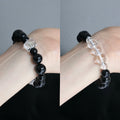 6mm-14mm Obsidian & Clear Quartz Bracelet