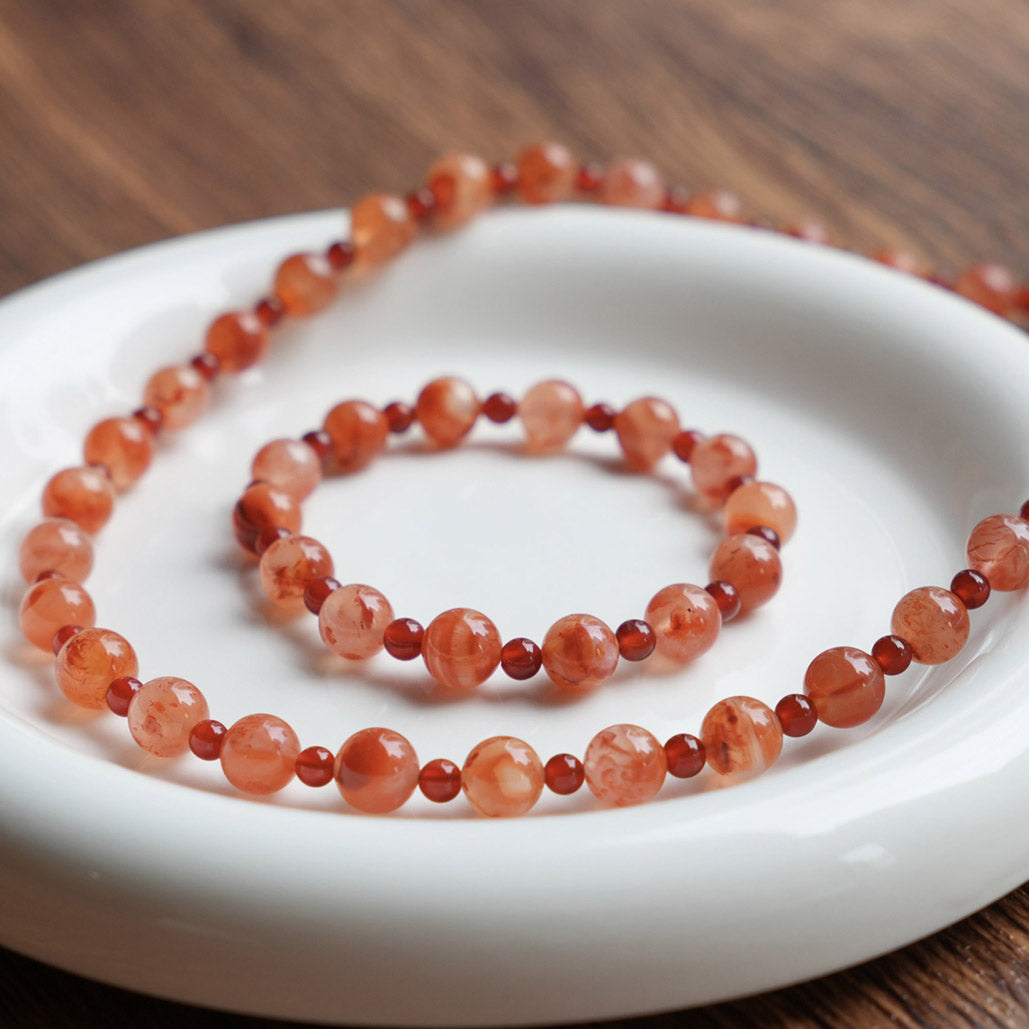 8mm Red Agate Necklace for Women