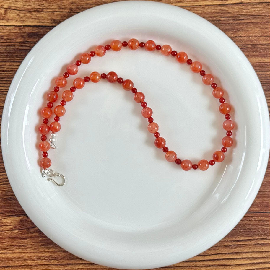8mm Red Agate Necklace for Women