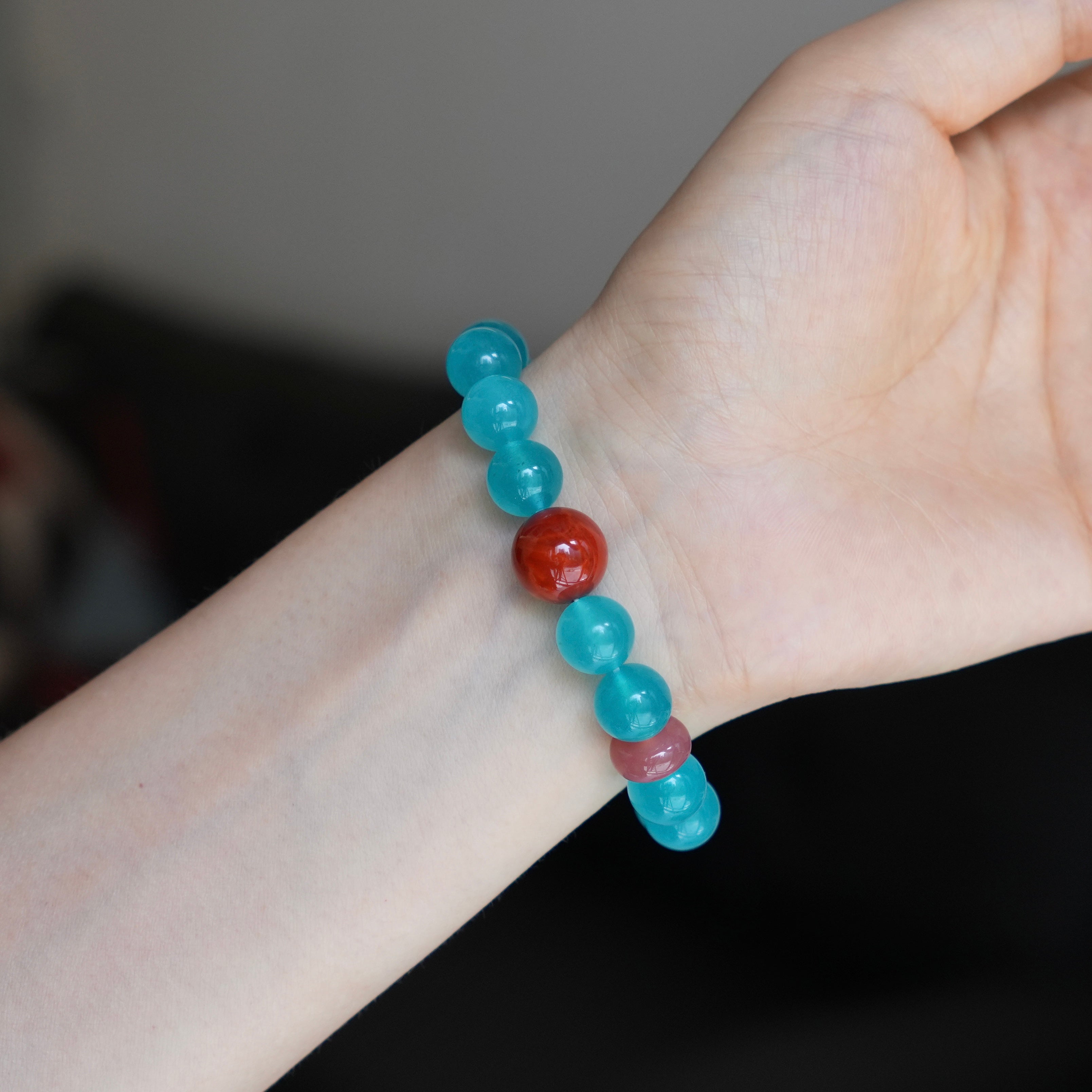 10mm Amazonite & Red Agate Bracelet