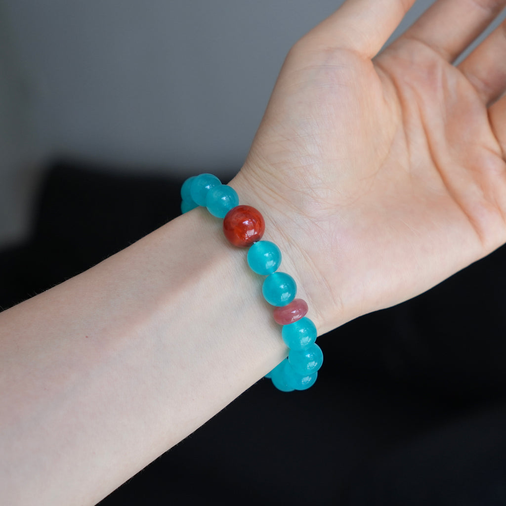 10mm Amazonite & Red Agate Bracelet