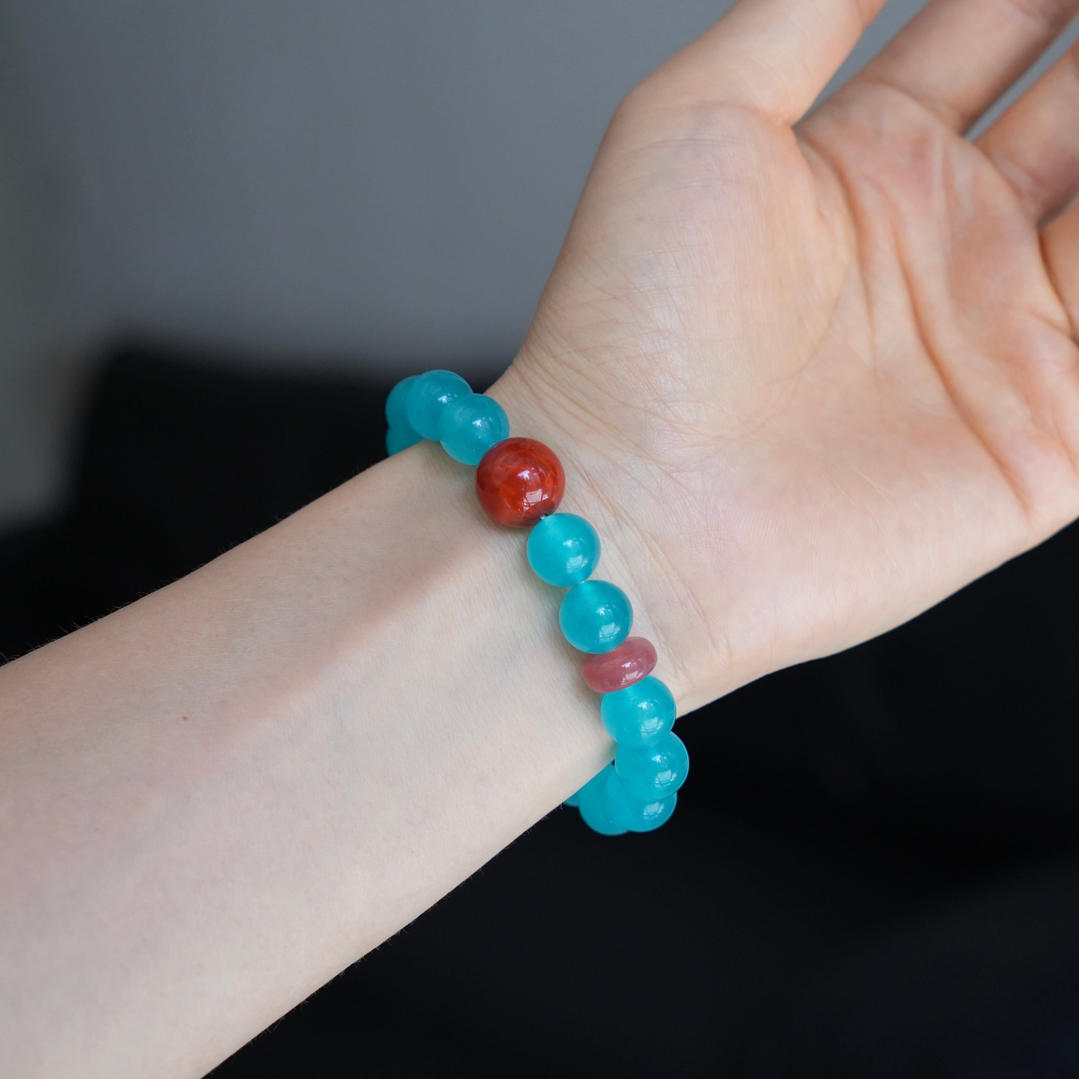 10mm Amazonite & Red Agate Bracelet