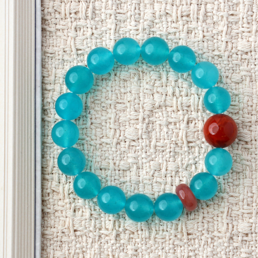 10mm Amazonite & Red Agate Bracelet