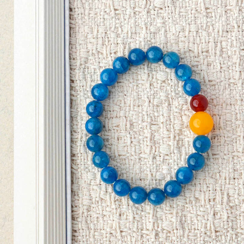 8mm Blue Apatite & Agate Crystal Bracelet