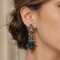Vintage-Style Blue Pink Crystal Statement Drop Dangle Earrings for Women