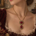 Vintage Style Natural Red Stone Crystal Pendant Necklace
