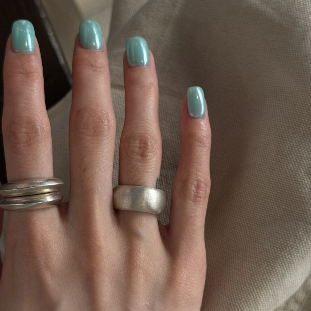 Matte Brushed 925 Sterling Silver Adjustable Open Cuff Statement Ring