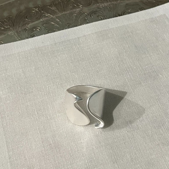 Matte 925 Sterling Silver Twisted Adjustable Open Cuff Statement Ring