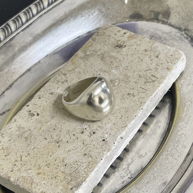 Vintage Chunky Dome Ring 925 Sterling Silver Puffy Statement Ring Minimalist Retro Jewelry for Women